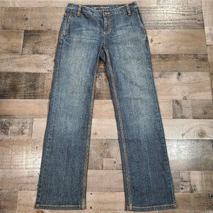 Liz Claiborne Bootcut Jeans Women 4P Petites Low Rise Slim Stone Wash Blue Denim